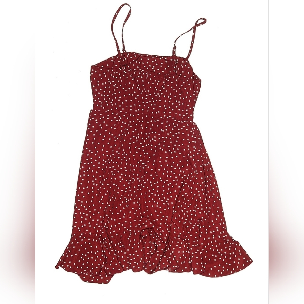 Princess Polly Burgundy Dress with White Dots, Size 2